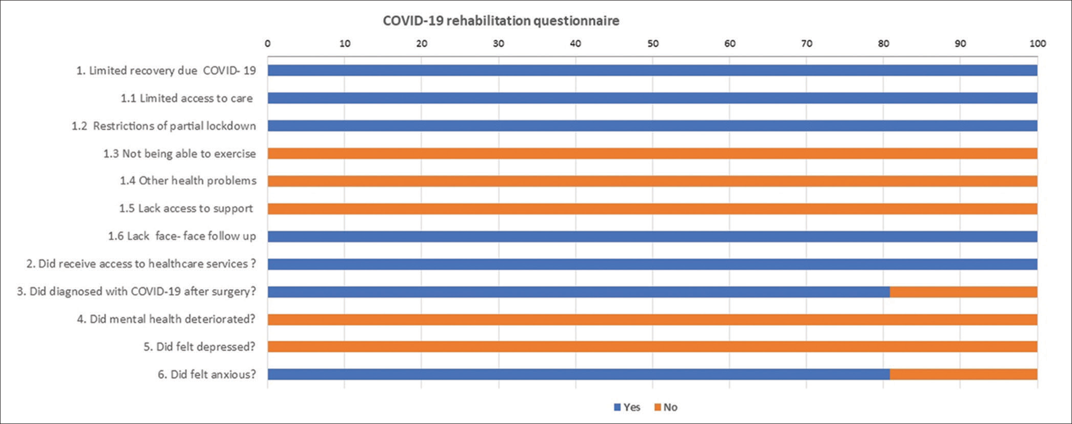 Responses of the study group patients for COVID-19 rehabilitation questionnaire.